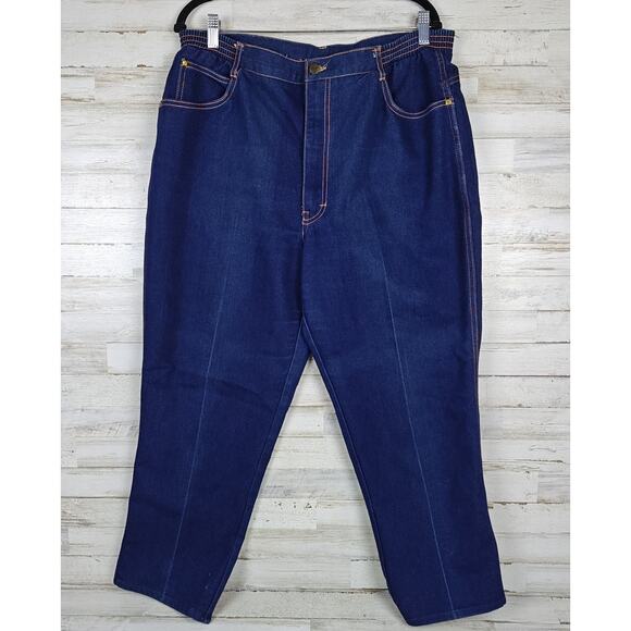 VTG 80's ES Gitano Womens High Waist Blue Denim Jeans Sz 36 Orange Stitched READ - Picture 1 of 13